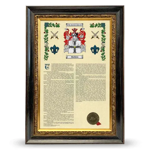 Mathieu Armorial History Framed - Heirloom