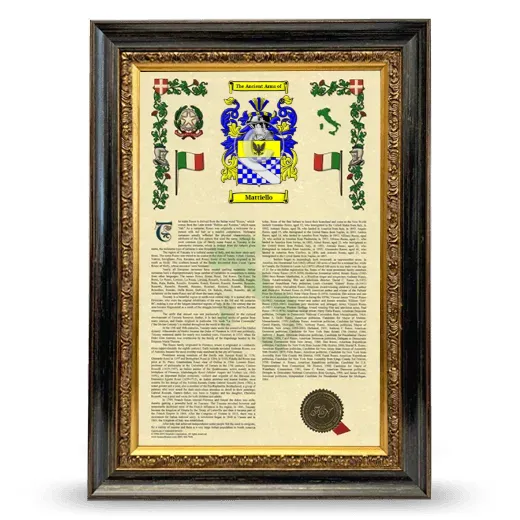 Mattiello Armorial History Framed - Heirloom