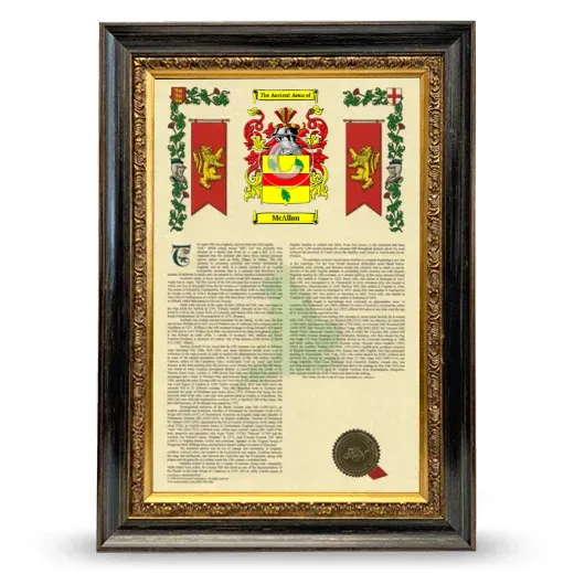 McAllan Armorial History Framed - Heirloom