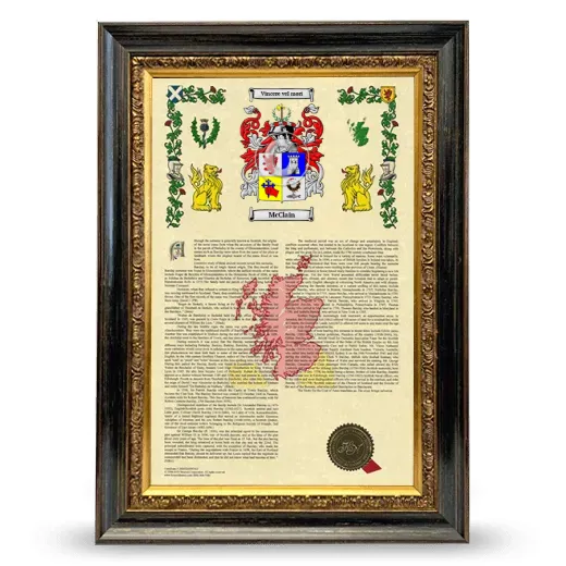McClain Armorial History Framed - Heirloom
