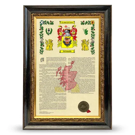 McDonalds Armorial History Framed - Heirloom