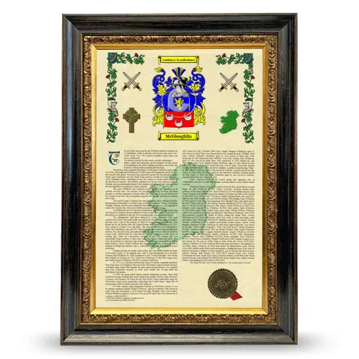 McGloughlin Armorial History Framed - Heirloom