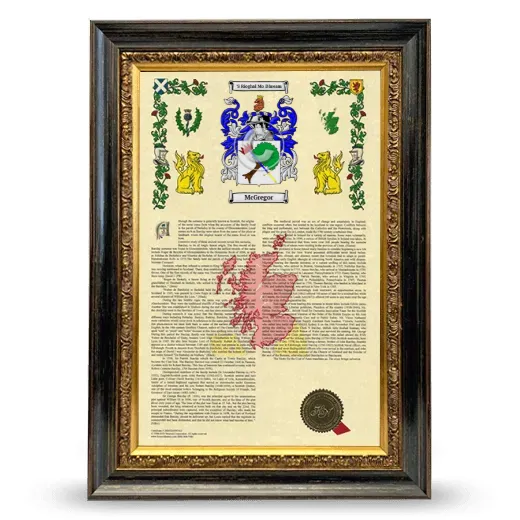 McGregor Armorial History Framed - Heirloom