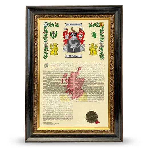 McPhillips Armorial History Framed - Heirloom