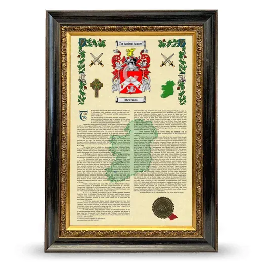 Meeham Armorial History Framed - Heirloom
