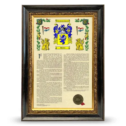 Meeres Armorial History Framed - Heirloom