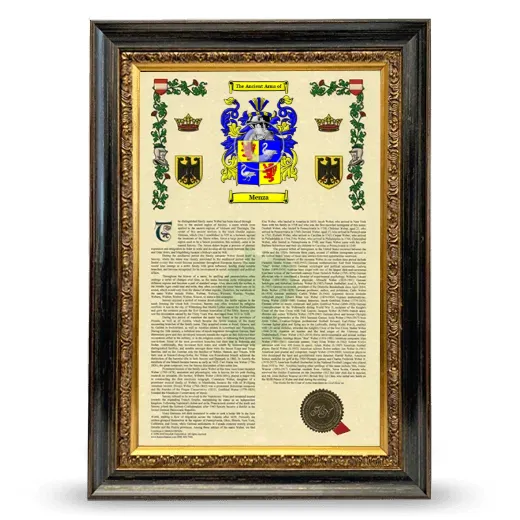 Menza Armorial History Framed - Heirloom