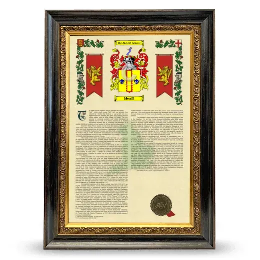 Merrill Armorial History Framed - Heirloom