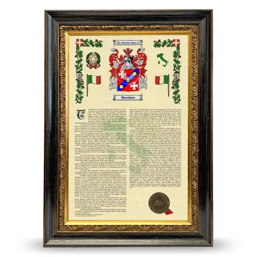 Messineo Armorial History Framed - Heirloom