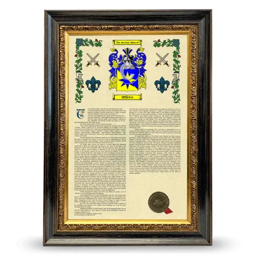 Millette Armorial History Framed - Heirloom