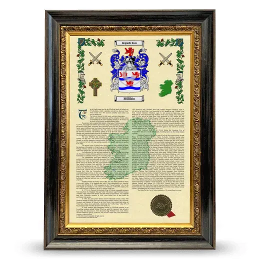 Millikin Armorial History Framed - Heirloom