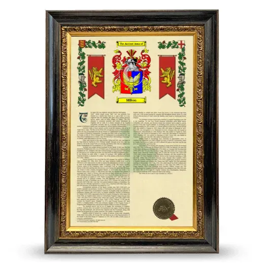 Milton Armorial History Framed - Heirloom