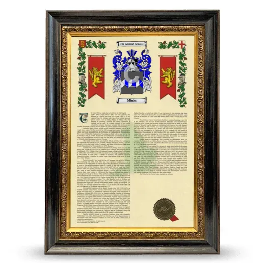 Minks Armorial History Framed - Heirloom
