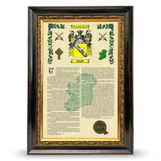 Monelly Armorial History Framed - Heirloom
