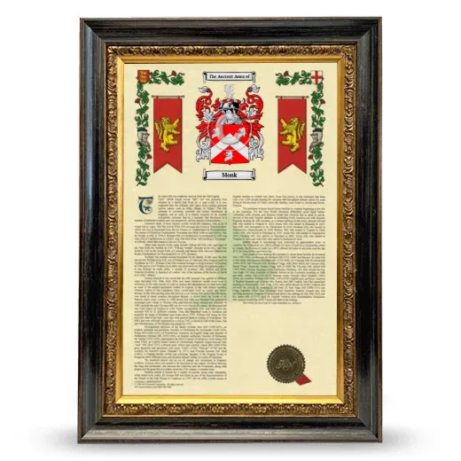 Monk Armorial History Framed - Heirloom