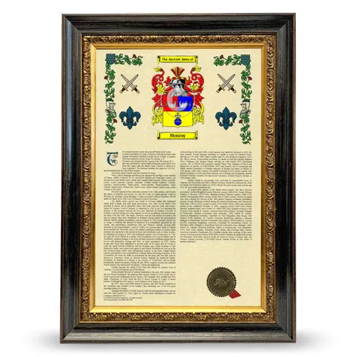 Monroy Armorial History Framed - Heirloom