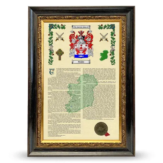 Neales Armorial History Framed - Heirloom