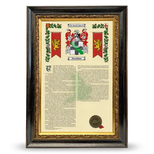 Newenham Armorial History Framed - Heirloom