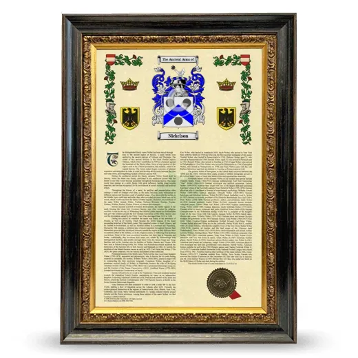 Nickelson Armorial History Framed - Heirloom