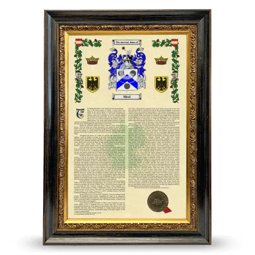 Nicol Armorial History Framed - Heirloom