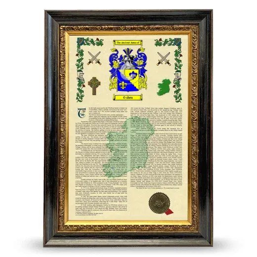 O shea Armorial History Framed - Heirloom