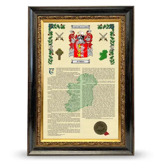 O' brien Armorial History Framed - Heirloom