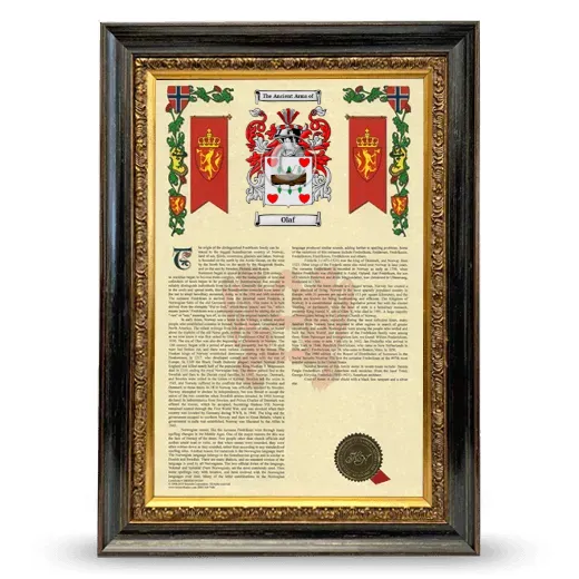 Olaf Armorial History Framed - Heirloom