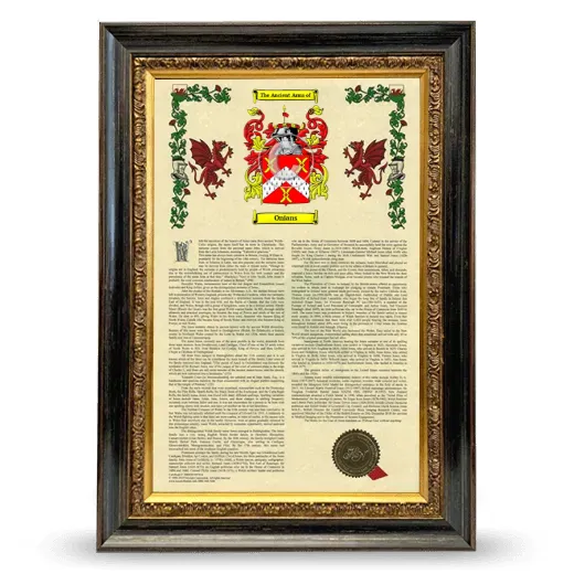 Onians Armorial History Framed - Heirloom