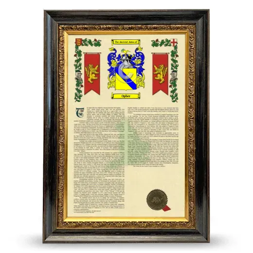 Opher Armorial History Framed - Heirloom