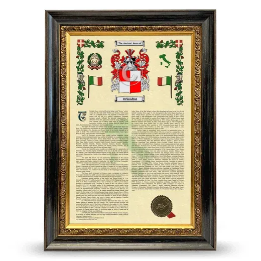 Orlandini Armorial History Framed - Heirloom