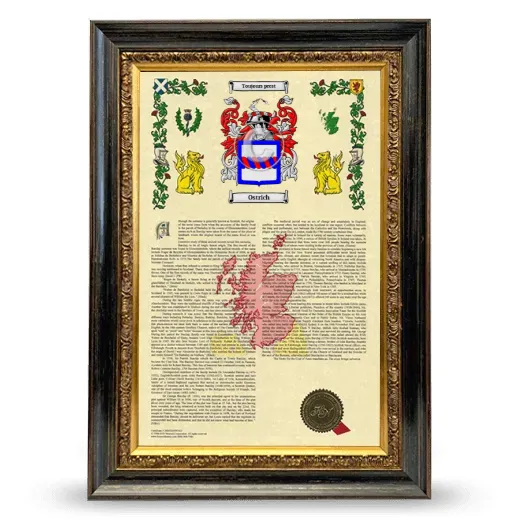 Ostrich Armorial History Framed - Heirloom