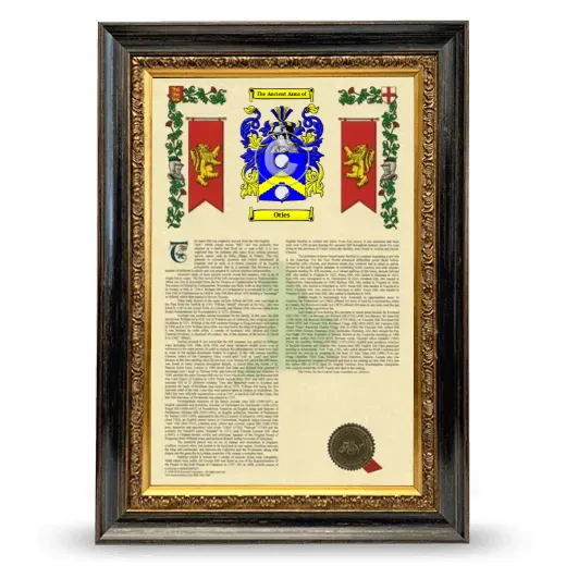 Oties Armorial History Framed - Heirloom