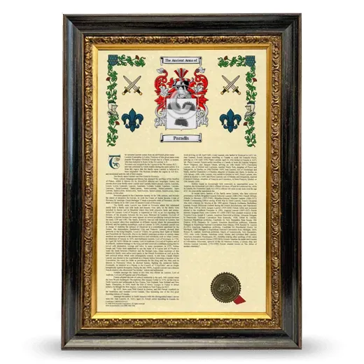 Paradis Armorial History Framed - Heirloom