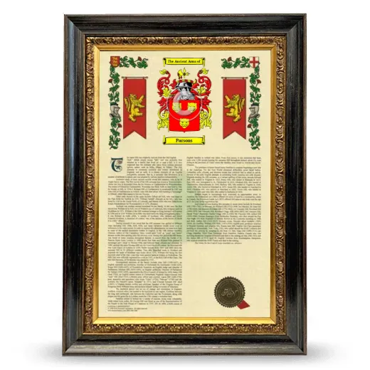 Parsons Armorial History Framed - Heirloom