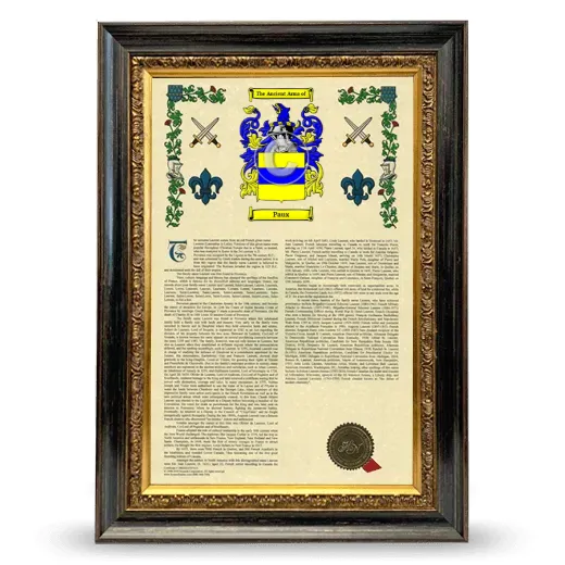 Paux Armorial History Framed - Heirloom