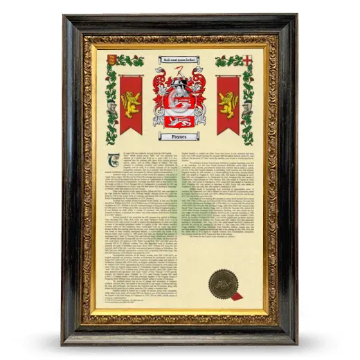 Paynes Armorial History Framed - Heirloom