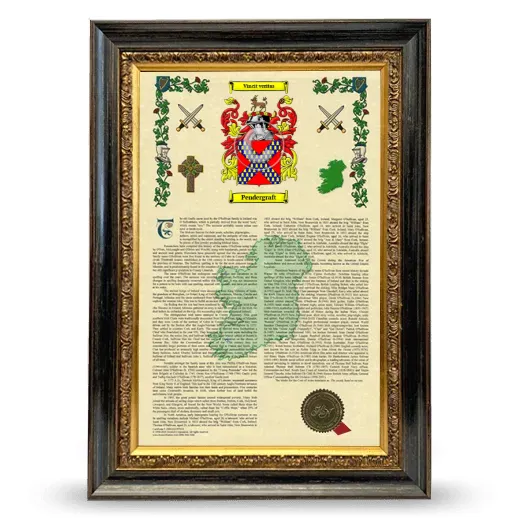 Pendergraft Armorial History Framed - Heirloom