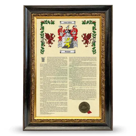 Pennot Armorial History Framed - Heirloom