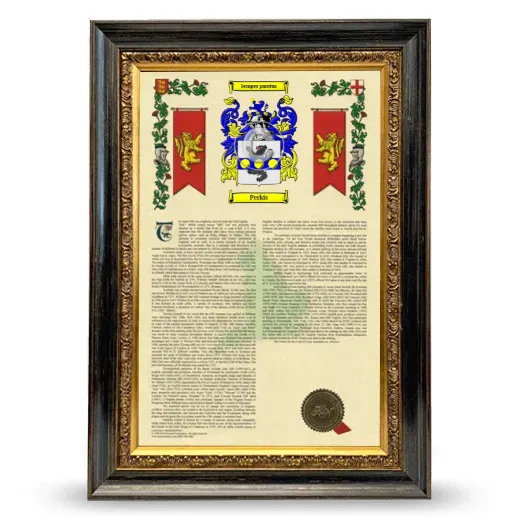 Perkis Armorial History Framed - Heirloom