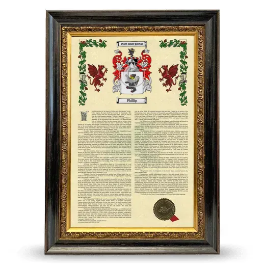 Phillip Armorial History Framed - Heirloom