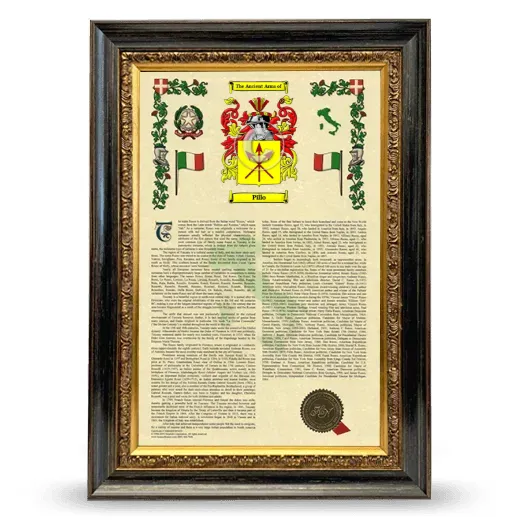 Pillo Armorial History Framed - Heirloom