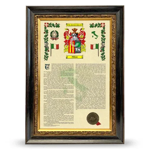 Pilloso Armorial History Framed - Heirloom