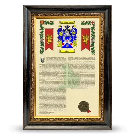 Platt Armorial History Framed - Heirloom