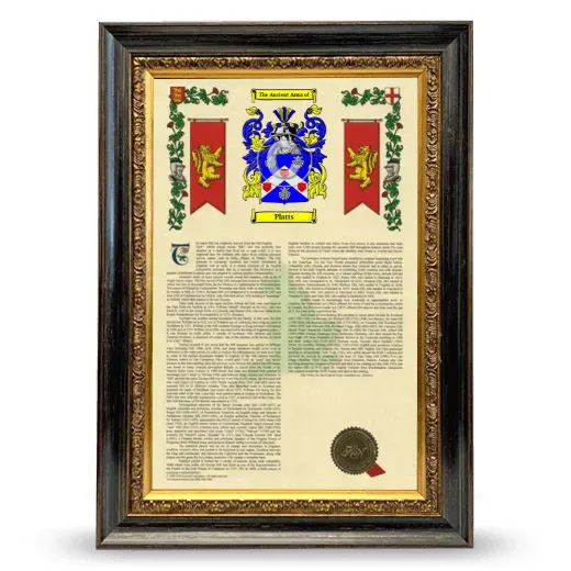 Platts Armorial History Framed - Heirloom