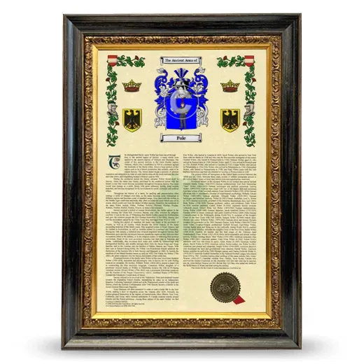 Pole Armorial History Framed - Heirloom
