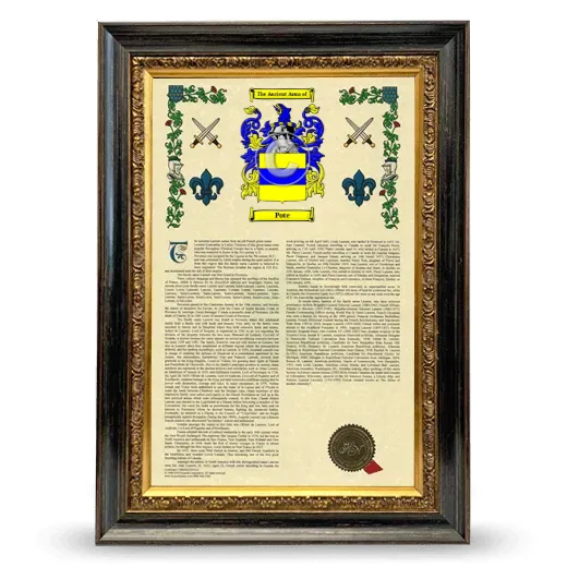 Pote Armorial History Framed - Heirloom