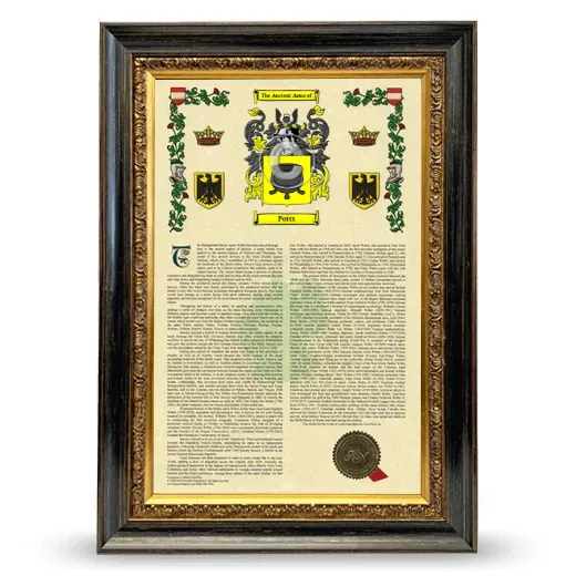Potts Armorial History Framed - Heirloom