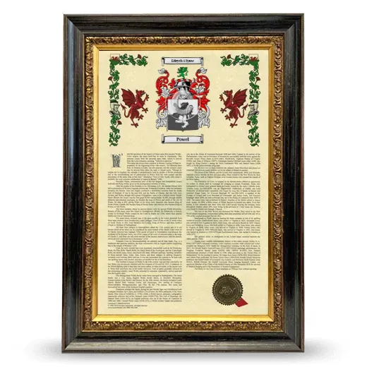 Powel Armorial History Framed - Heirloom
