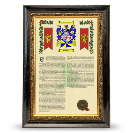 Prentiss Armorial History Framed - Heirloom