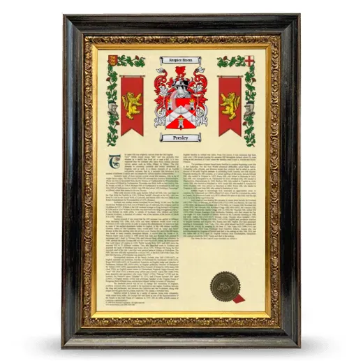 Presley Armorial History Framed - Heirloom